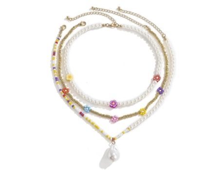 Collares de perlas para mujeres crema blanca falsa de perla collar de hilo de perla joyería de disfraces