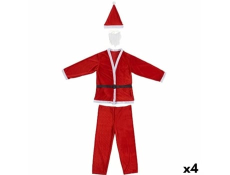 Disfraz para Adultos Papá Noel Talla única Blanco Rojo (4 Unidades)