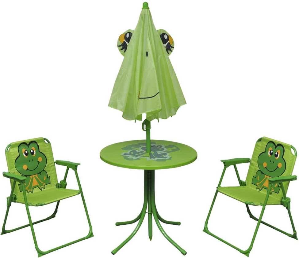 Conjunto duas Sillas y una mesa Exterior VIDAXL jardín infantil parasol verde