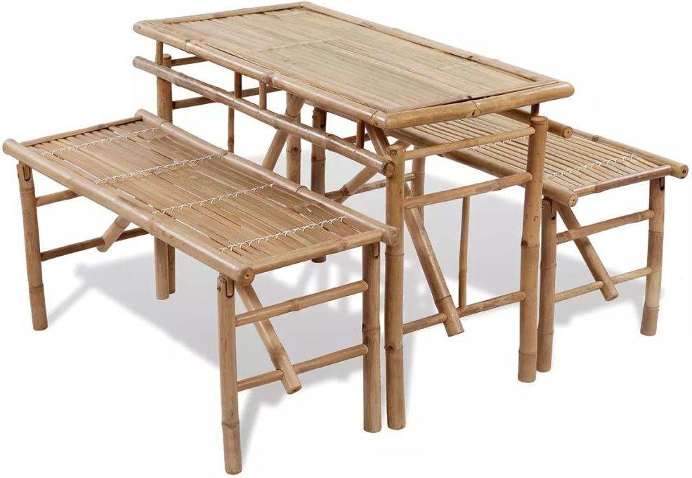 Mesa De Plegable con 2 bancos 100 cm vidaxl picnic 3 piezasde cerveza bambu set