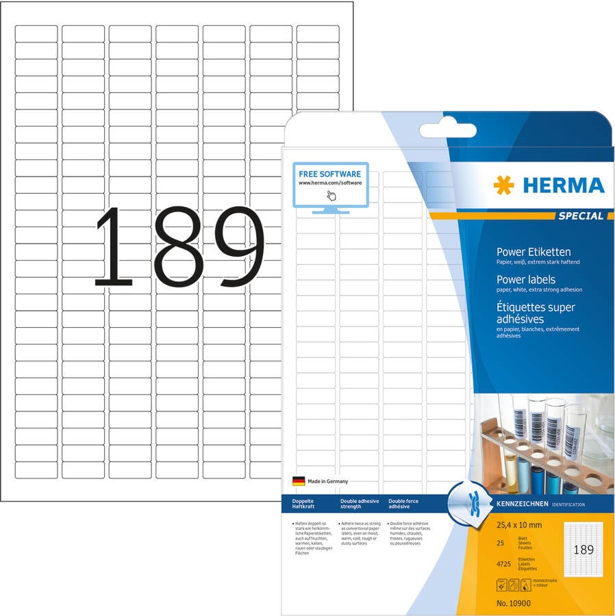 Herma 10900 Etiquetas a4 25.4 x 10 mm papel mate 4725 unidades