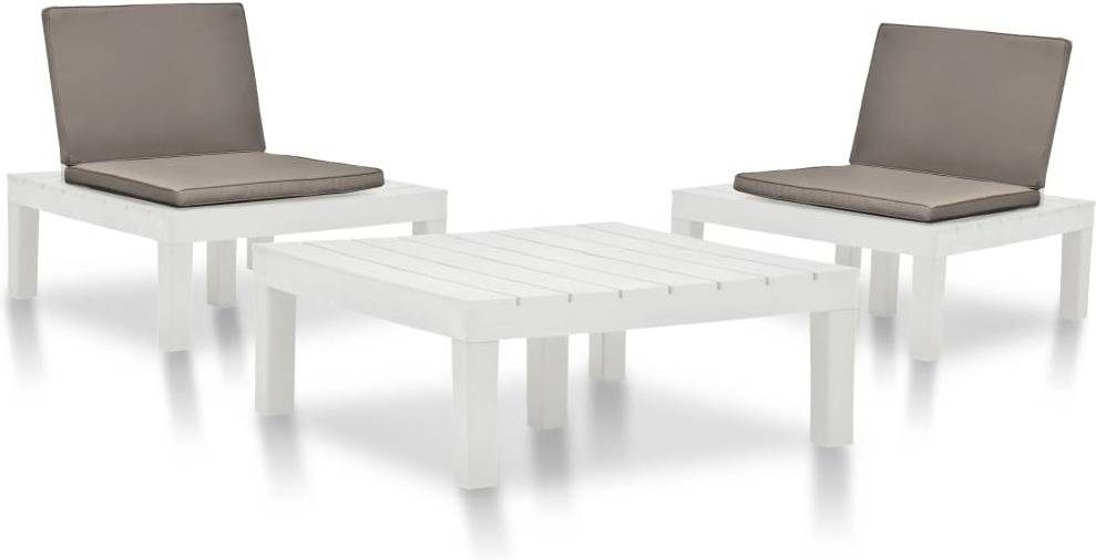 Conjunto de Jardín VIDAXL Lounge (Blanco - Plástico - 78x78x31 cm - 3 Piezas)