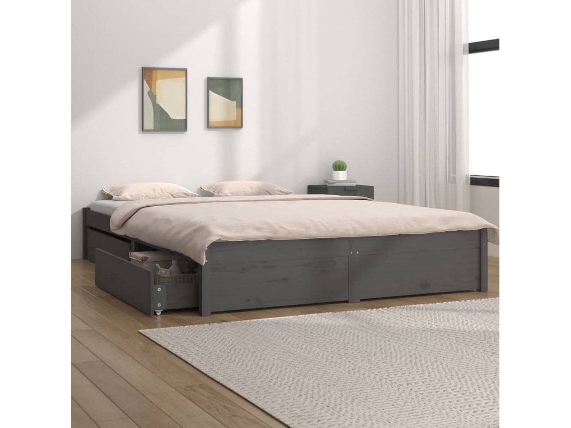 Maison Exclusive Estructura de cama con cajones gris 180x200 cm