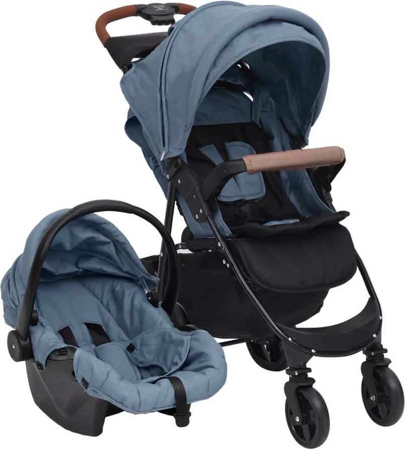 Carrito de Bebé Trio VIDAXL 3 en 1 de Acero Azul Marino