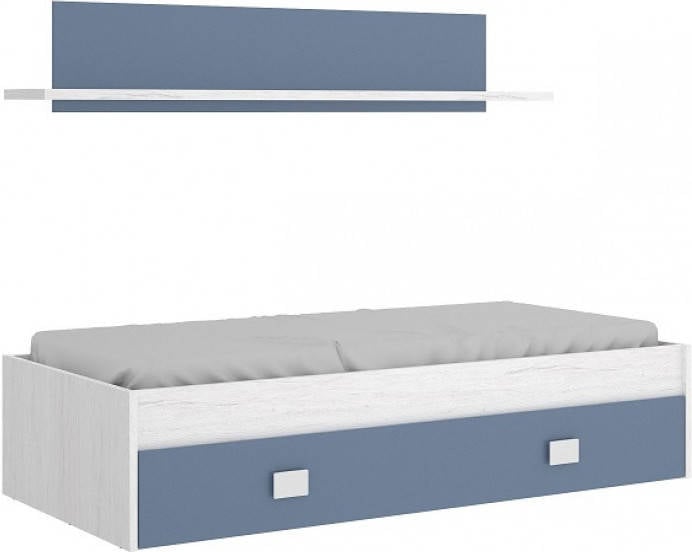 Cama Doble DKIT NOA 03K4031873 Blanco y Azul (Madera y Metal - 44 x 195 x 97 cm)