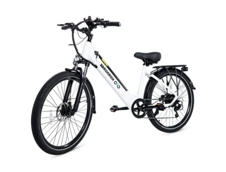 Bicicleta Eléctrica KORNORGE C7 350W 36V/12.5Ah Batería 32km/h 50km Freno de Disco Mecánico Blanco