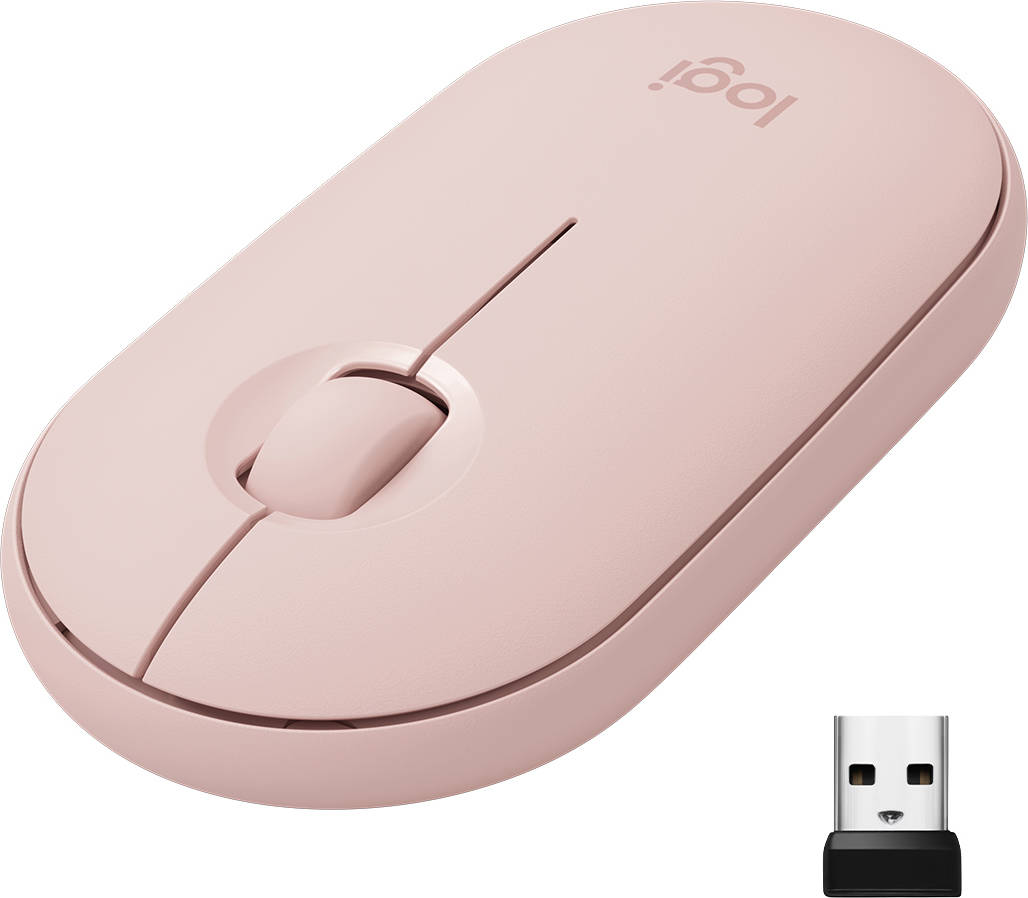 Ratón LOGITECH M350 Pebble (Bluetooth - Regular - 1000 dpi - Rosa)