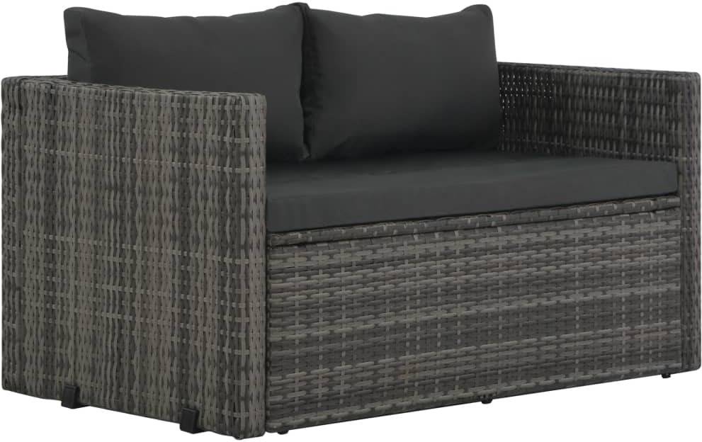 Vidaxl Set Muebles comedor 3 cojines gris mesa silla de pzs y conjunto cenar exterior almohadones mimbre