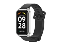 S/MARCA Correa Smartwatch para Redmi Band 2 Mijobs Silicona con Carcasa Metálica (Negro Plata)