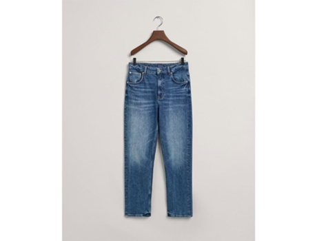 Calça GANT Jeans Straight Cropped Fit Azul 28 Mulher