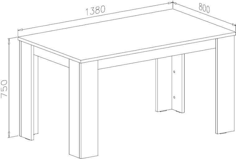 Mesa de Comedor SKRAUT HOME FIJA140SONOMA (Madera - Melamina - 80x138x75 cm)