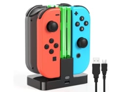 AARONMEI Cargador de repuesto para Switch OLED Joy Con, base de carga negra + cable USB-C.