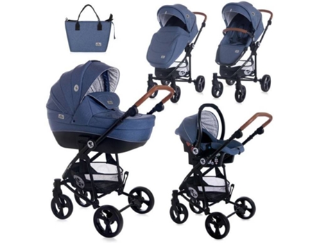 Carrito de Bebé LORELLI de Tres Piezas Capazo Duro Crysta Deni Azul