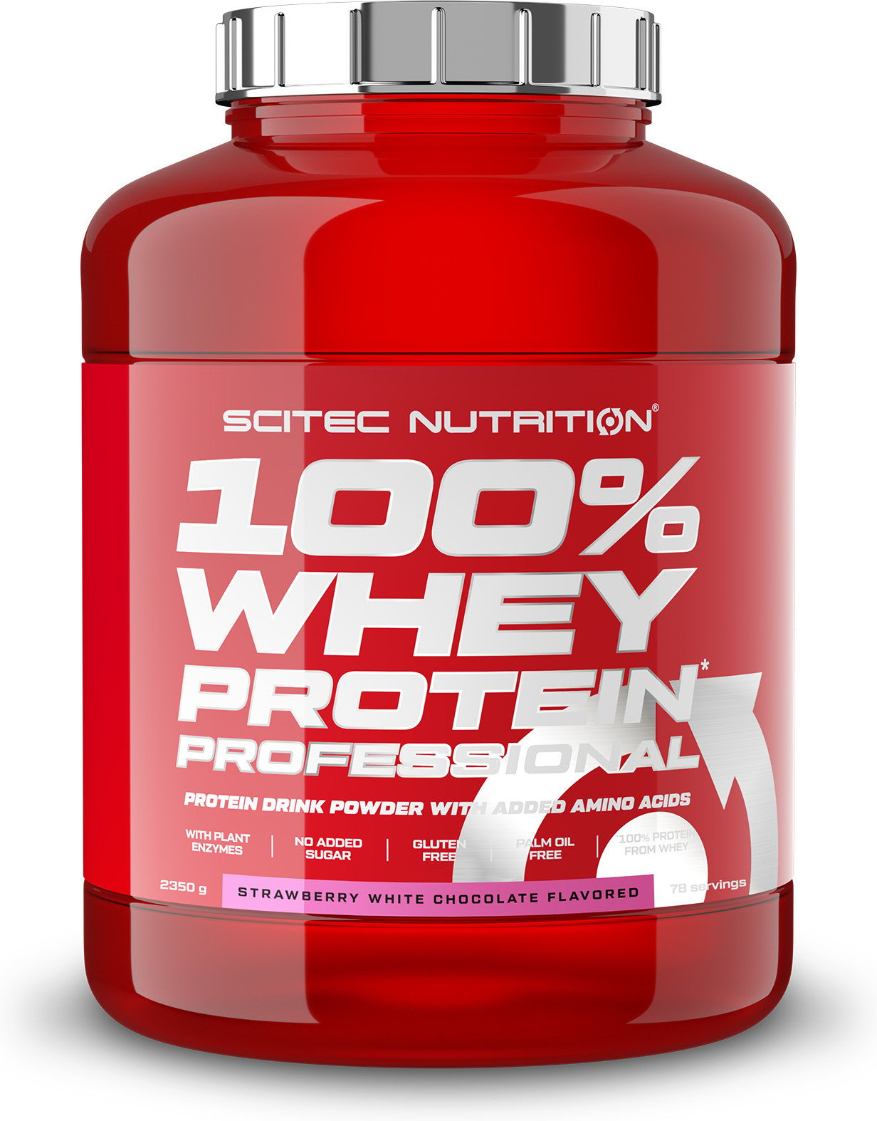 Proteína SCITEC NUTRITION 100% Professional Fórmula Mejorada Ni Azúcares (2.35 Kg - Fresa-Chocolate Blanco)