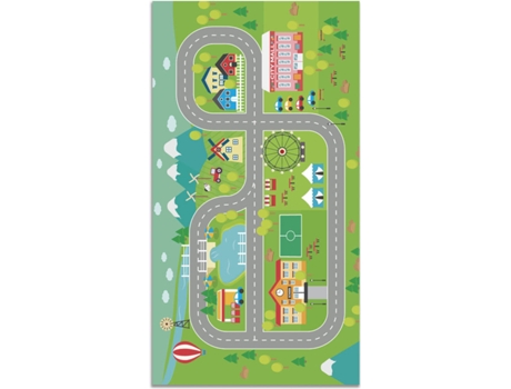 Alfombra Home Living carretera para niños multicolor 80x150 cm vinilo panorama infantil antideslizante antihongos e grandes pvc