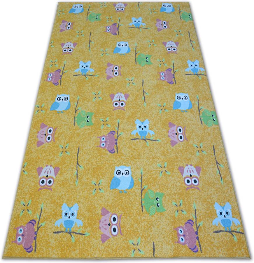 Alfombra DYWANY LUSZCZOW Owls (Amarillo - 100 x 300 cm - Poliamida)