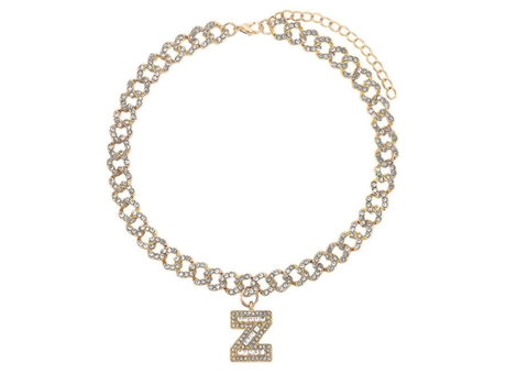 Nuevo 26 Collar de colgante de letras iniciales para mujeres Hombres helados Rhinestone Cuban Link Chain Alphabet Nombre Collar Collar Joyas