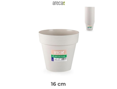 ARECA Eco - Maceta Redonda Decorativa 16 cm Clásica Beige Jaspeado