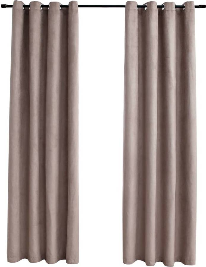 Cortinas Opacas con Anillas de Metal VIDAXL 2 Piezas Gris Topo (140 x 225 cm)