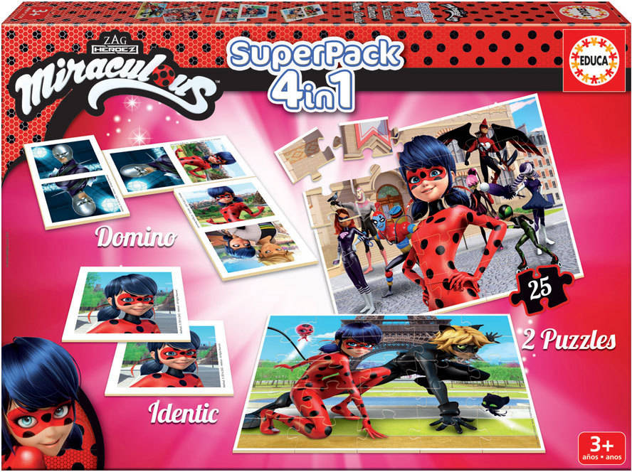 Juego de Mesa EDUCA Superpack Ladybug (Edad Mínima: 3 Años - Dificultad: Baja)