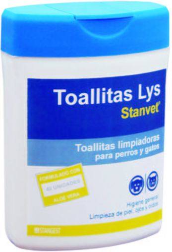 Stangest Toallitas Lys higiene piel ojos oidos 40uds para perros y gatos limpieza limpiadoras con aloe vera stanvet ocular auditiva