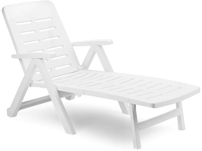 Vidaxl Tumbona Plegable patio exterior aire libre asiento decoración mueble comedor restaurante blanco ipaeprogarden smeraldo