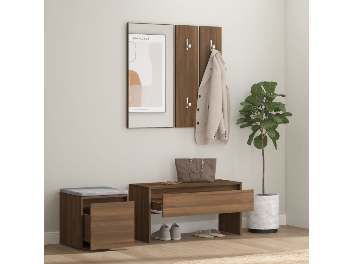 Mueble Recibidor Madera Contrachapada Pasillo Armario Pared