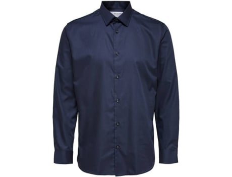 Camisa SELECTED Slim Algodón Hombre (XXL - Azul)