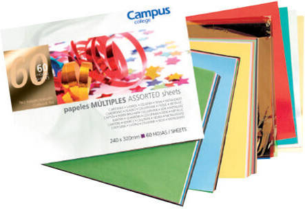 Campus College 65 hojas papel de colores multiusos manualidades cartulina seda charol para diy scrapbook tarjetas envoltorio regalo diseños bloque 60 240 320