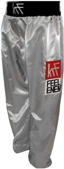 Kick Pantalones Largos de boxeo hombre para krf boxing plateado fitness