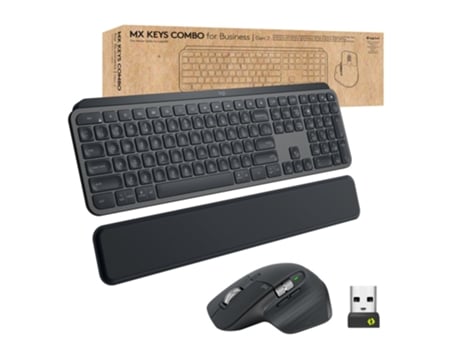 Teclado LOGITECH Mx Keys Combo For Business Gen 2 (Inalámbrico - Italiano - Gris) + Ratón