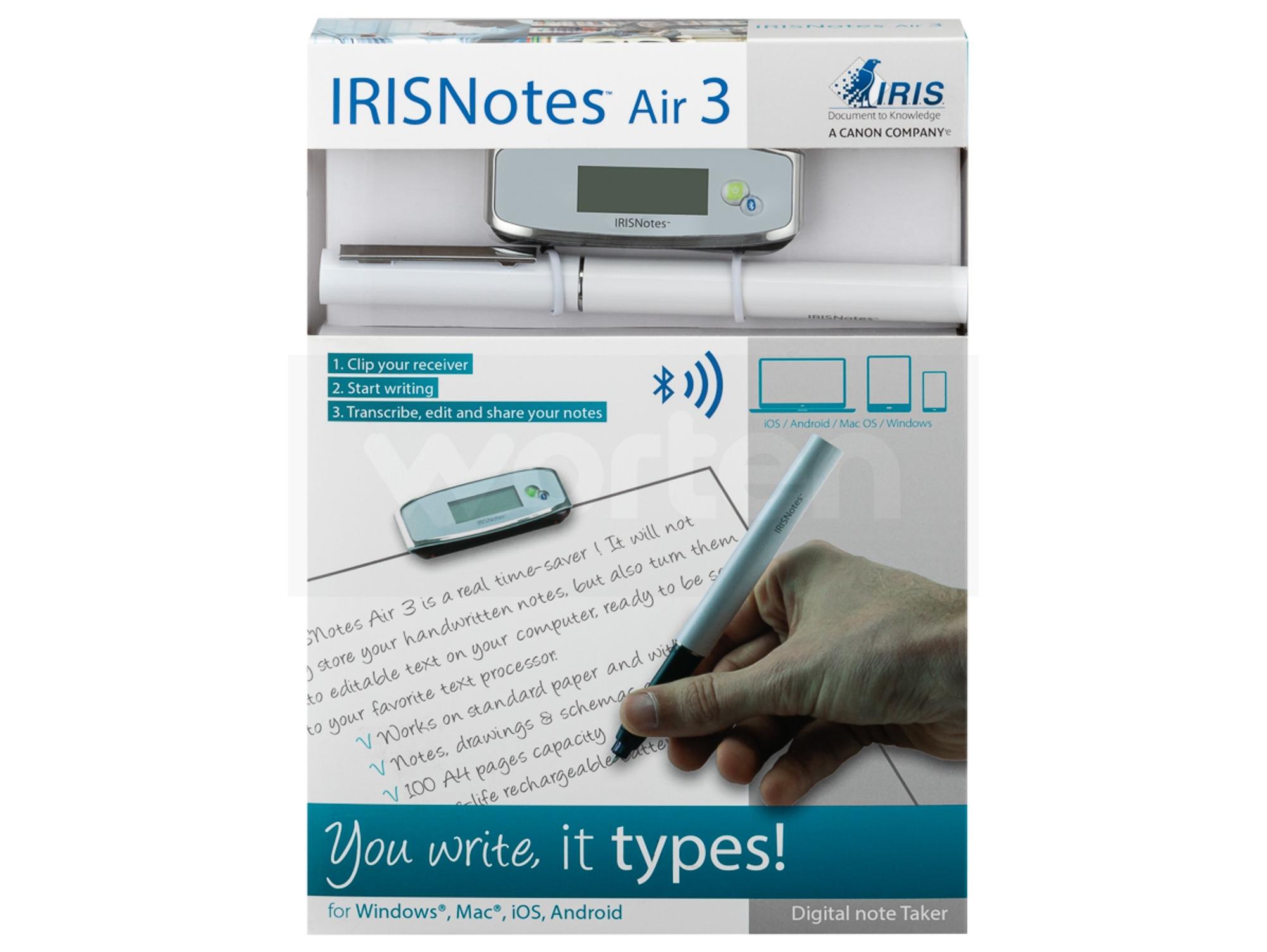 Digital Irisnotes Air 3 blanco y gris bolígrafo i.r.i.s iriscan notes battery