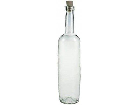 Botella Cristal Transparente 0,75L con Corcho para el Cierre, Diseño Liso y  Limpio 7,5X29