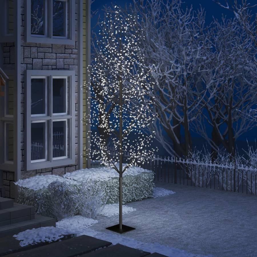 Árbol de Navidad VIDAXL Flor de Cerezo 1200 Luces LED Blanco Frio (Plástico - Metal - 400 cm)