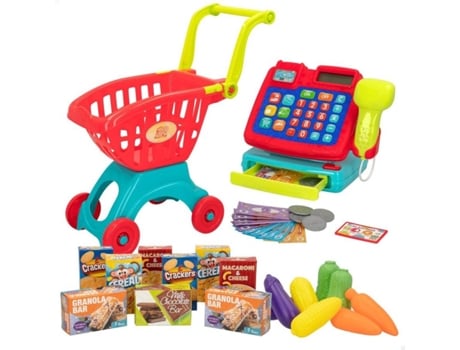 Pack Tienda De comestibles cb toys carro compra y caja registradora accesorios 3 años 19x43x47.5x47.5