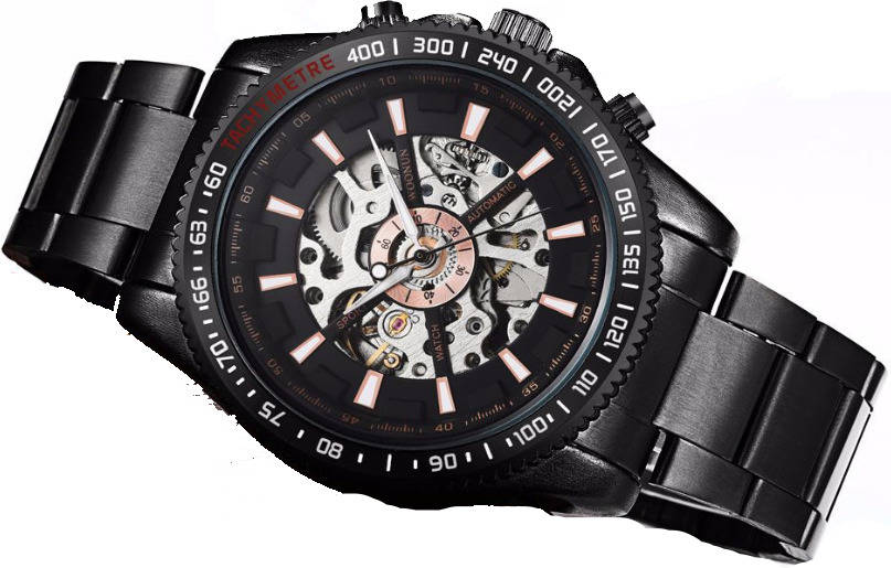 Reloj GETEK Hombre (Acero inoxidable - Negro y Plateado)