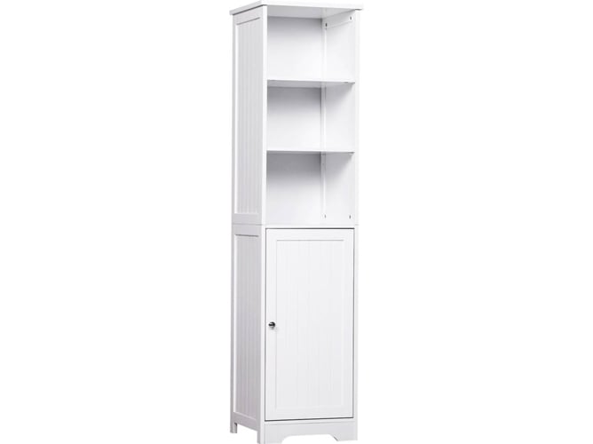 Kleankin Armario Alto de baño 5 niveles estantería columna con 3 1 puerta balda interior ajustable gran almacenaje 40x38x160cm 834185