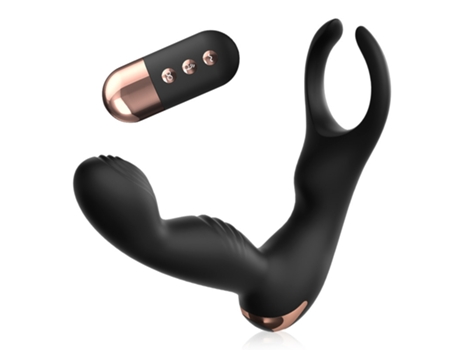 Vibrador de masaje de silicona con control remoto inalámbrico de 10 frecuencias para hombres (negro) VEANXIN