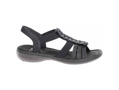 Sandalias RIEKER 6080900 (Negro - Cuero Natural- 40)