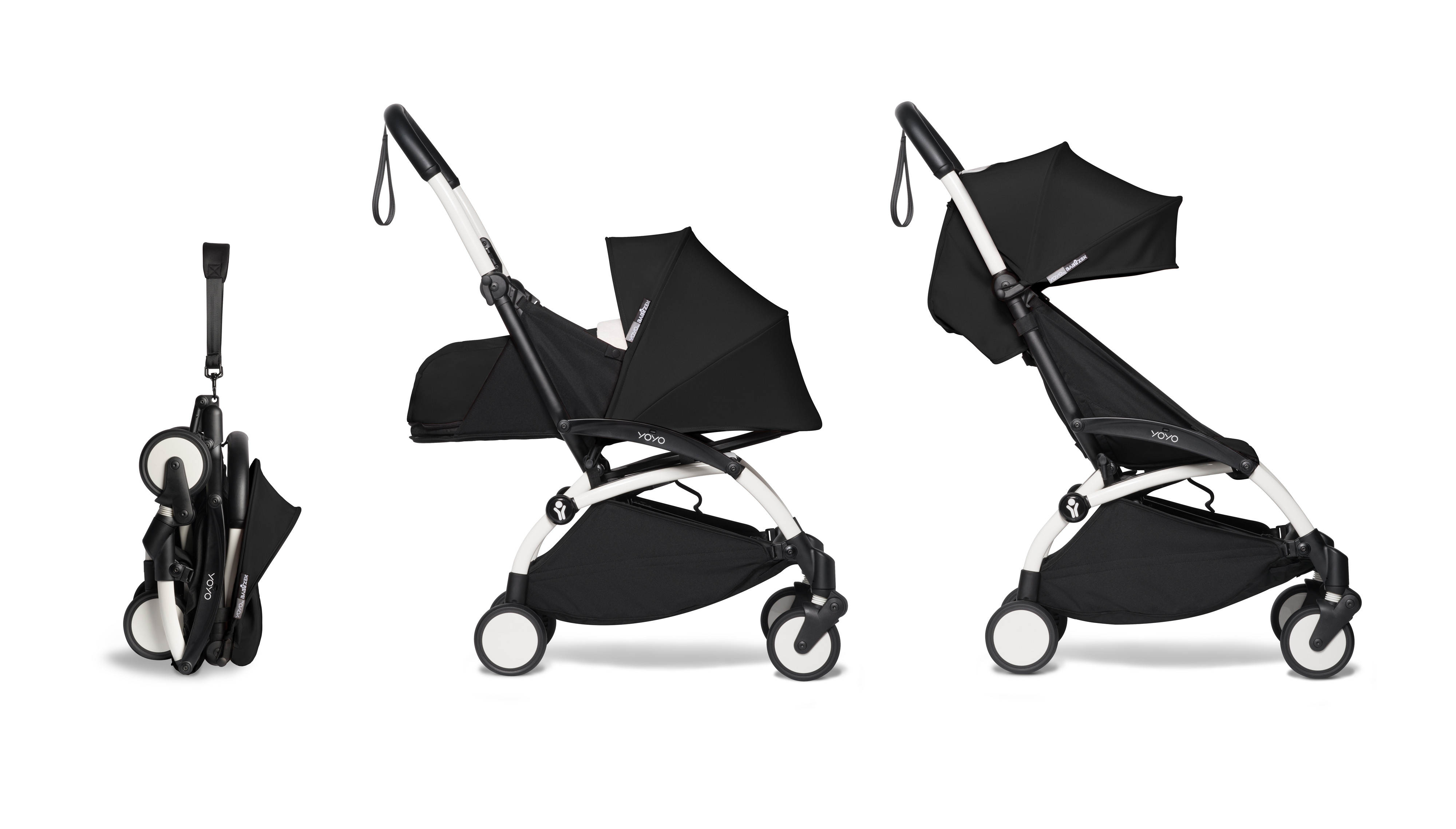 Silla de Paseo BABYZEN Yoyo² Completa / Full Set 0+ y 6+ Negra con Estructura Blanca