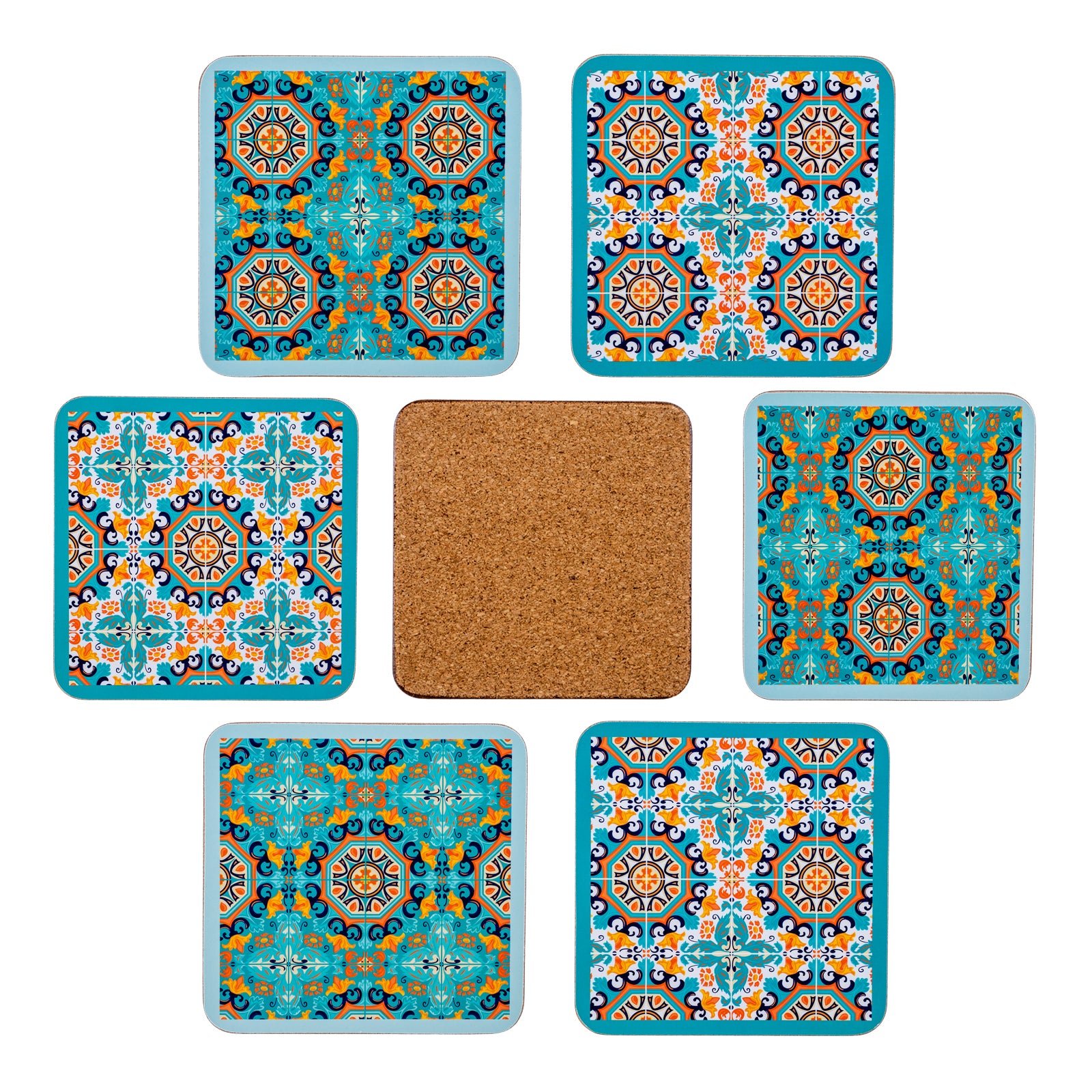 Juego 6 Posavasos javier 10 x cm madera multicolor giordano di ponzano® premium design para copas tazas flores o velas en su mesa con base