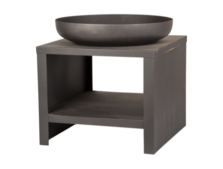 Esschert Design Brasero con almacenaje para leña negro 62 cm