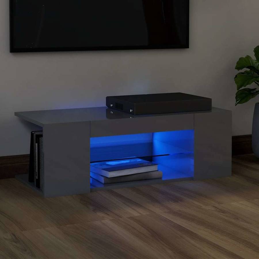 Mueble TV VIDAXL Luz LED 804246 (90 x 39 x 30 cm - Madera - Gris)