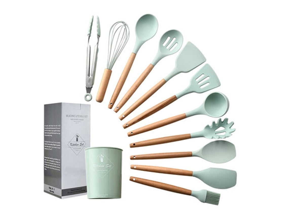 11 piezas/set utensilios de cocina de silicona pala de cocina