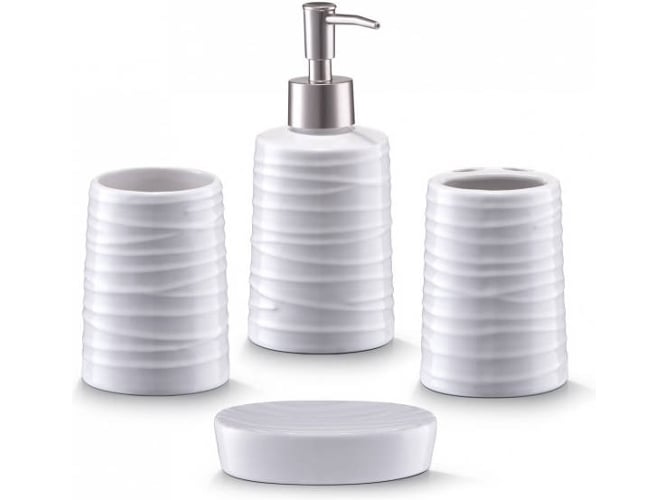 Zeller 18266 Juego de accesorios baño blanco 25.5x20.5x8 cm 4 unidades