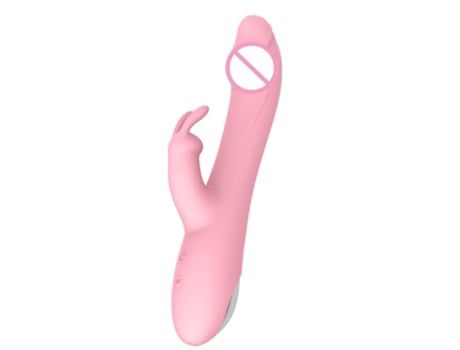 Vibrador femenino de conejo telescópico de doble motor de 10 velocidades (rosa) VEANXIN