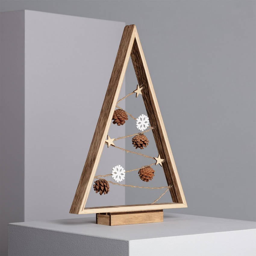 Árbol de Navidad LED LEDKIA (Beis - Madera - 40x27x3.5 cm)