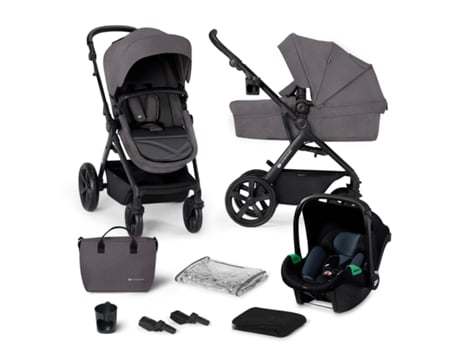 Carrito de Bebé Multifuncional KINDERKRAFT A-Tour 3em1 com Mink PRO (Gris)