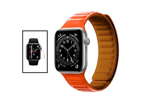 Kit de correa magnética SmoothSilicone Película de hidrogel para Apple Watch Series 9 Aluminio - 41 mm - Naranja