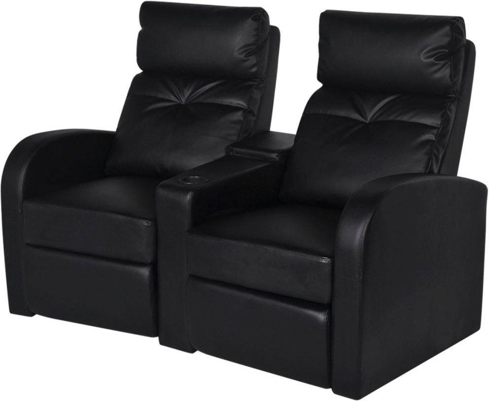 Sillón reclinable VIDAXL con 2 plazas cuero artificial negro